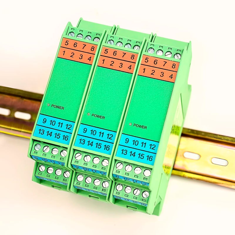 Lelukee Analog Signal Isolator Transmitter Splitter DC Galvanic Separation Analog Signal Splitter Current Voltage Transmitter DIN Rail Mount(4-20ma 1 in 3 Out) - Image 2
